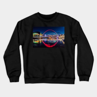 Famous newcastle Gateshead quayside bridges lit up . Crewneck Sweatshirt